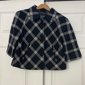 Geoffrey Beene Plaid Cropped Layer Coat